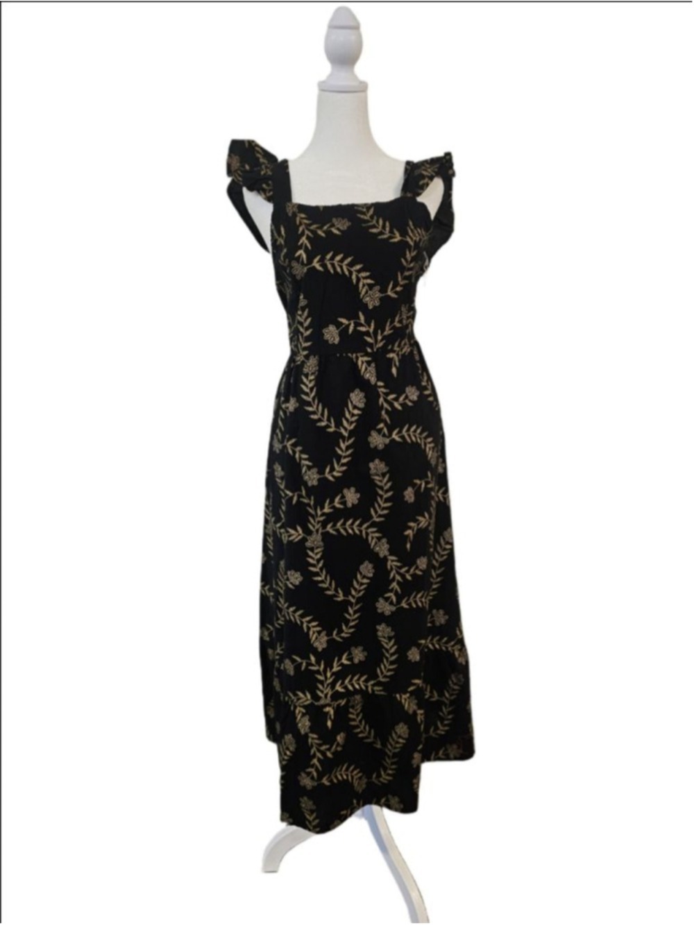 Women's KINGS Road Black Gold Floral Midi Dress Plus XLP